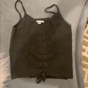 Green Knot tank top with center laces